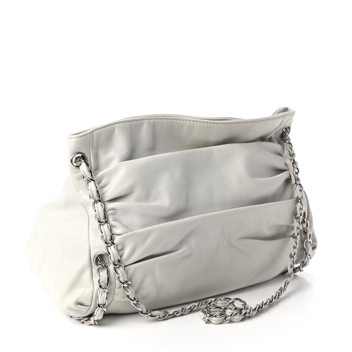 Lambskin Large Sharpei Shoulder Bag Grey