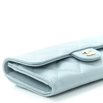 Chanel Caviar Quilted Medium Gusset Flap Wallet Light Blue 8 of 9