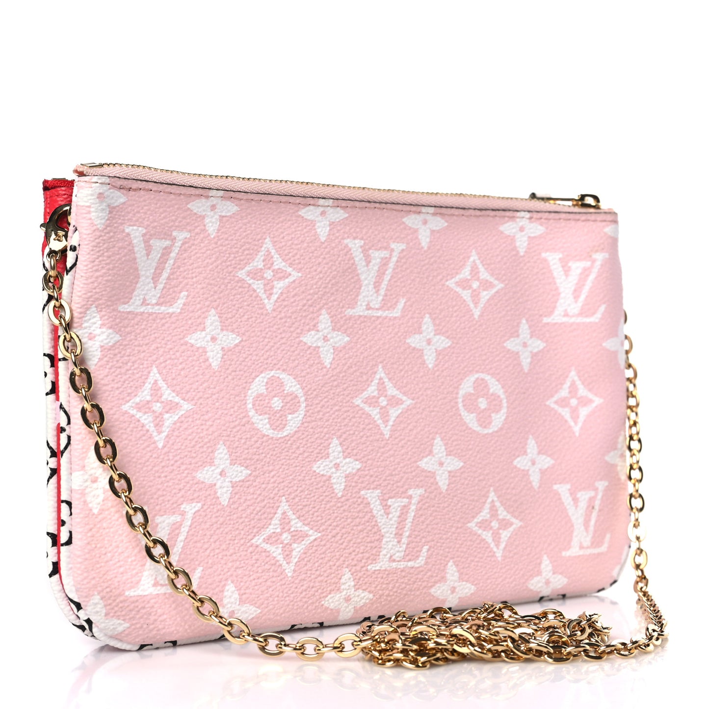Monogram Giant Double Zip Pochette Rouge