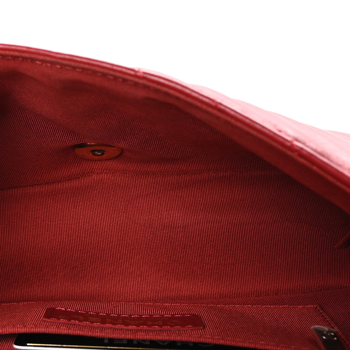 Calfskin Chevron Quilted Mini Statement Flap Red