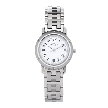 Hermes Stainless Steel 24mm Clipper Quartz Watch White 1 of 7