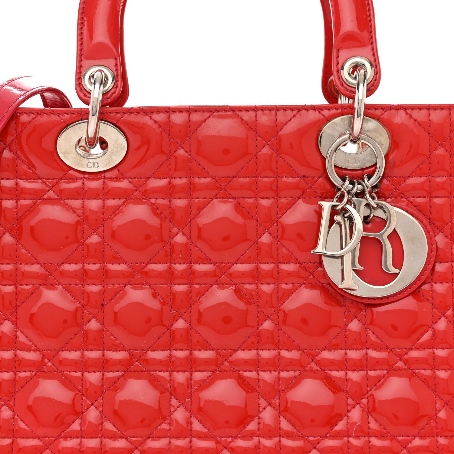 Christian Dior Patent Cannage Large Lady Dior Red 8 of 10