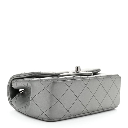 Chanel Metallic Lambskin Quilted Extra Mini Rectangular Flap Dark Silver 4 of 10