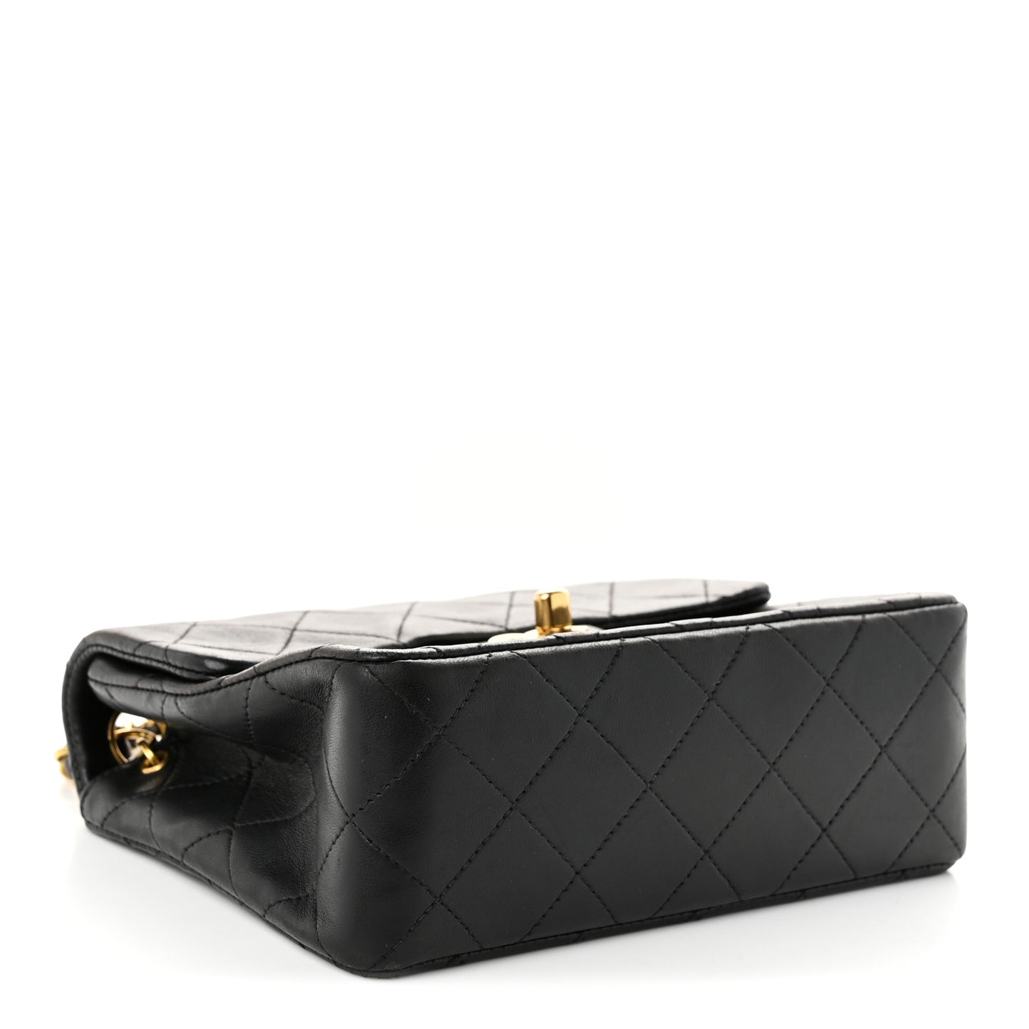 Lambskin Quilted Mini Square Flap Bag Black