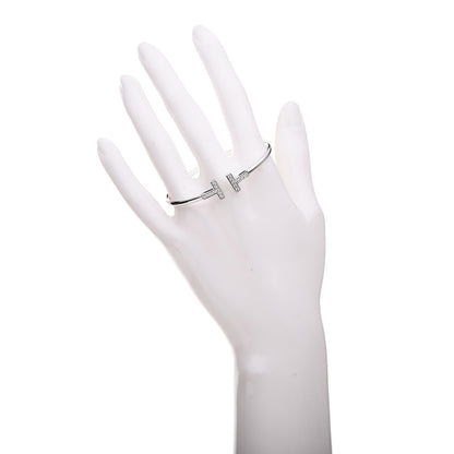Tiffany 18K White Gold Diamond T Wire Bracelet 2 of 5
