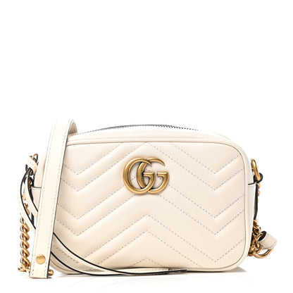 Gucci Calfskin Matelasse Mini GG Marmont Chain Shoulder Bag White 1 of 9
