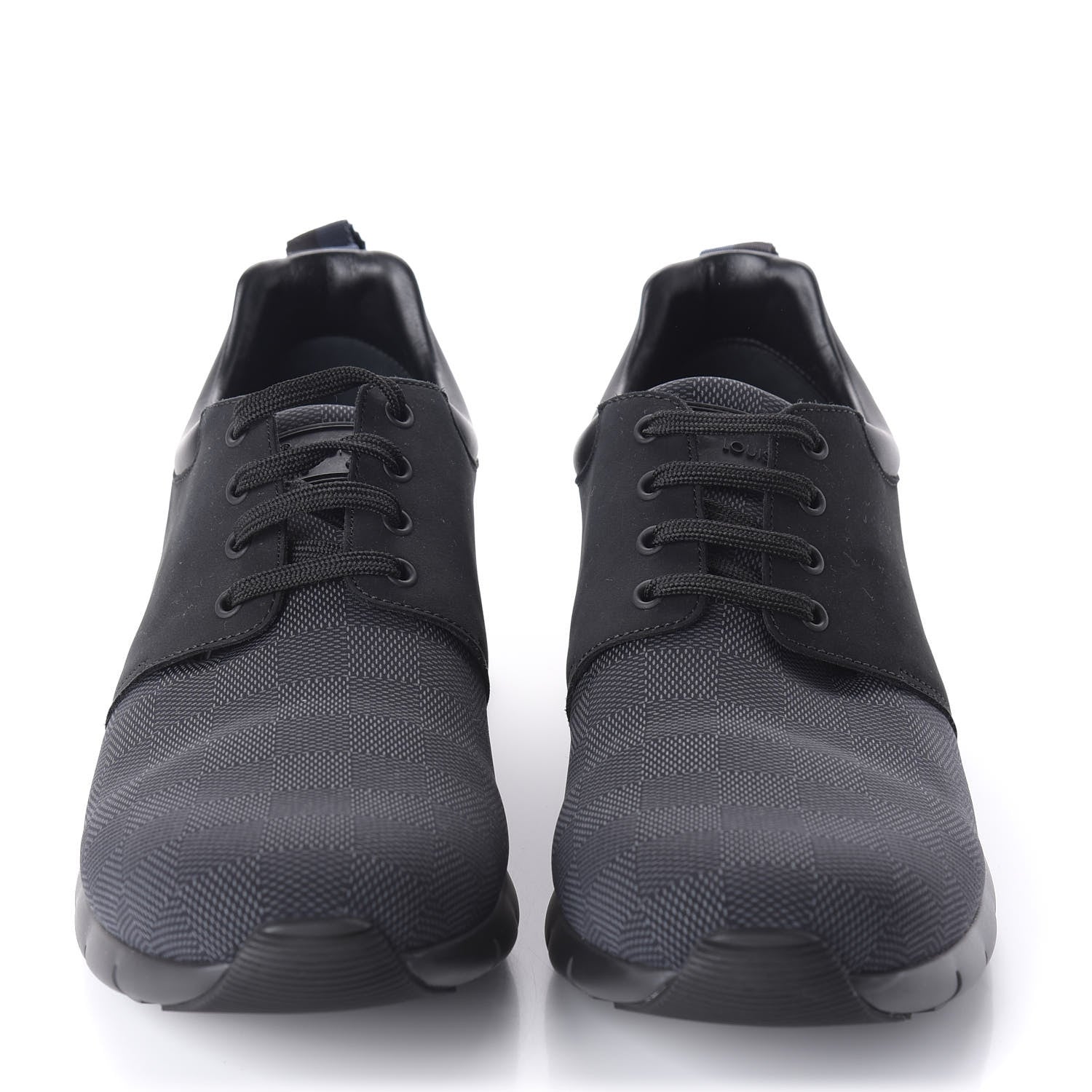 Louis Vuitton Calfskin Damier Fastlane Low Sneakers 10 Black 2 of 8