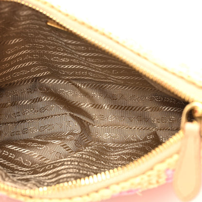 Prada Yarn Raffia Effect Crochet Striped Re-Edition 2005 Shoulder Bag Naturale Petalo 5 of 9