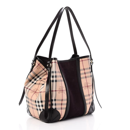 Burberry Suede Haymarket Check Colorblock Small Canterbury Tote Plum 3 of 8