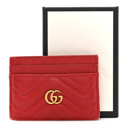 Gucci Calfskin Matelasse GG Marmont Card Holder Hibiscus Red 11 of 11