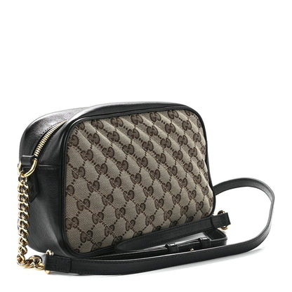 Gucci Monogram Matelasse Diagonal Small GG Marmont Chain Shoulder Bag Beige Black 3 of 12