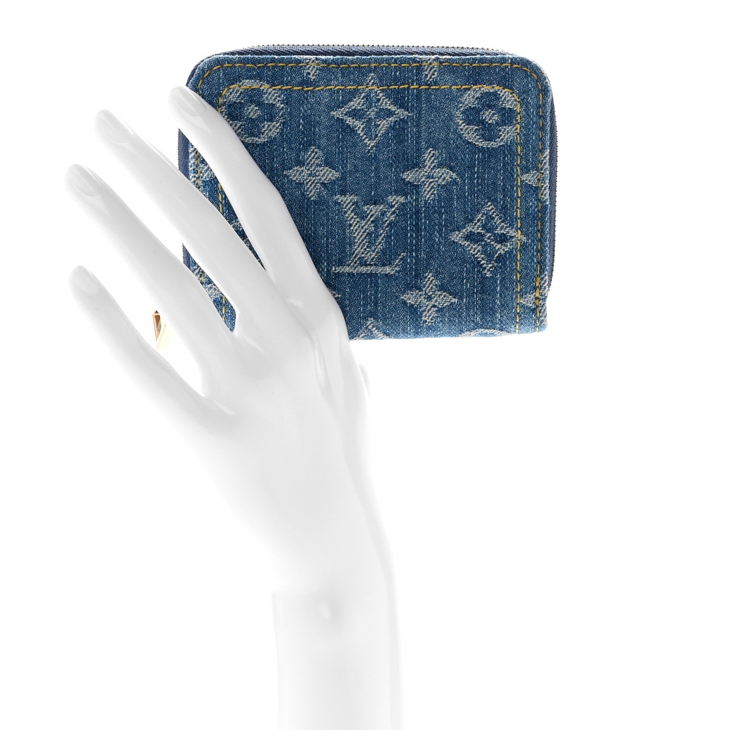 Louis Vuitton Denim Monogram Zippy Coin Purse Blue 2 of 6
