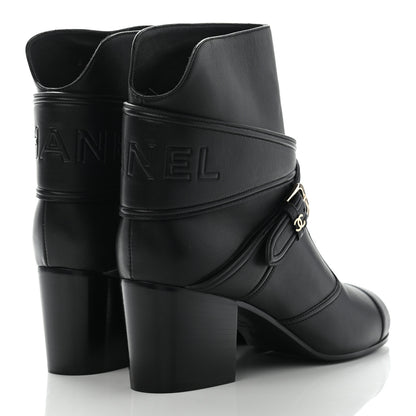 Chanel Lambskin Goatskin Cap Toe Boots 38 Black 4 of 9