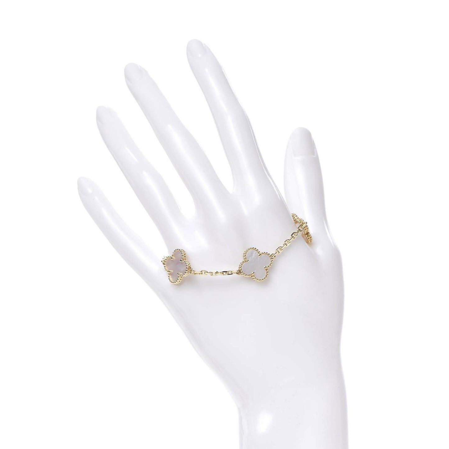 18K Yellow Gold Mother of Pearl 5 Motifs Vintage Alhambra Bracelet