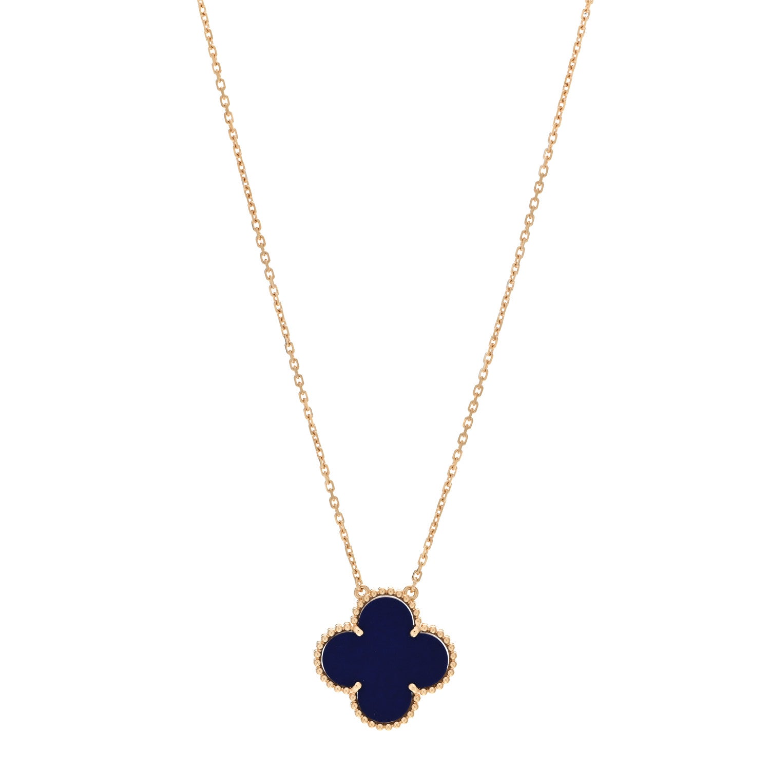 Van Cleef & Arpels 18K Yellow Gold Blue Sevres Porcelain Magic Alhambra Vendome Necklace 1 of 6