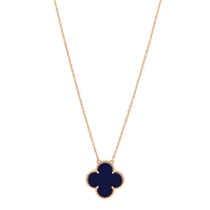 Van Cleef & Arpels 18K Yellow Gold Blue Sevres Porcelain Magic Alhambra Vendome Necklace 1 of 6