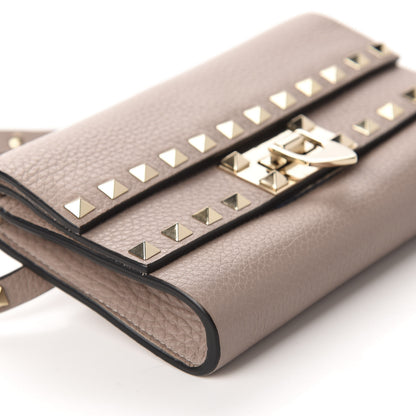 Valentino Garavani Grainy Calfskin Rockstud Double Flap Belt Bag Poudre 6 of 9