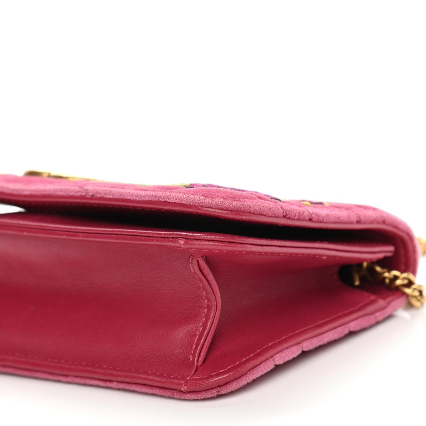 Velvet Matelasse Love Embroidered GG Marmont Mini Bag Light Raspberry Rose