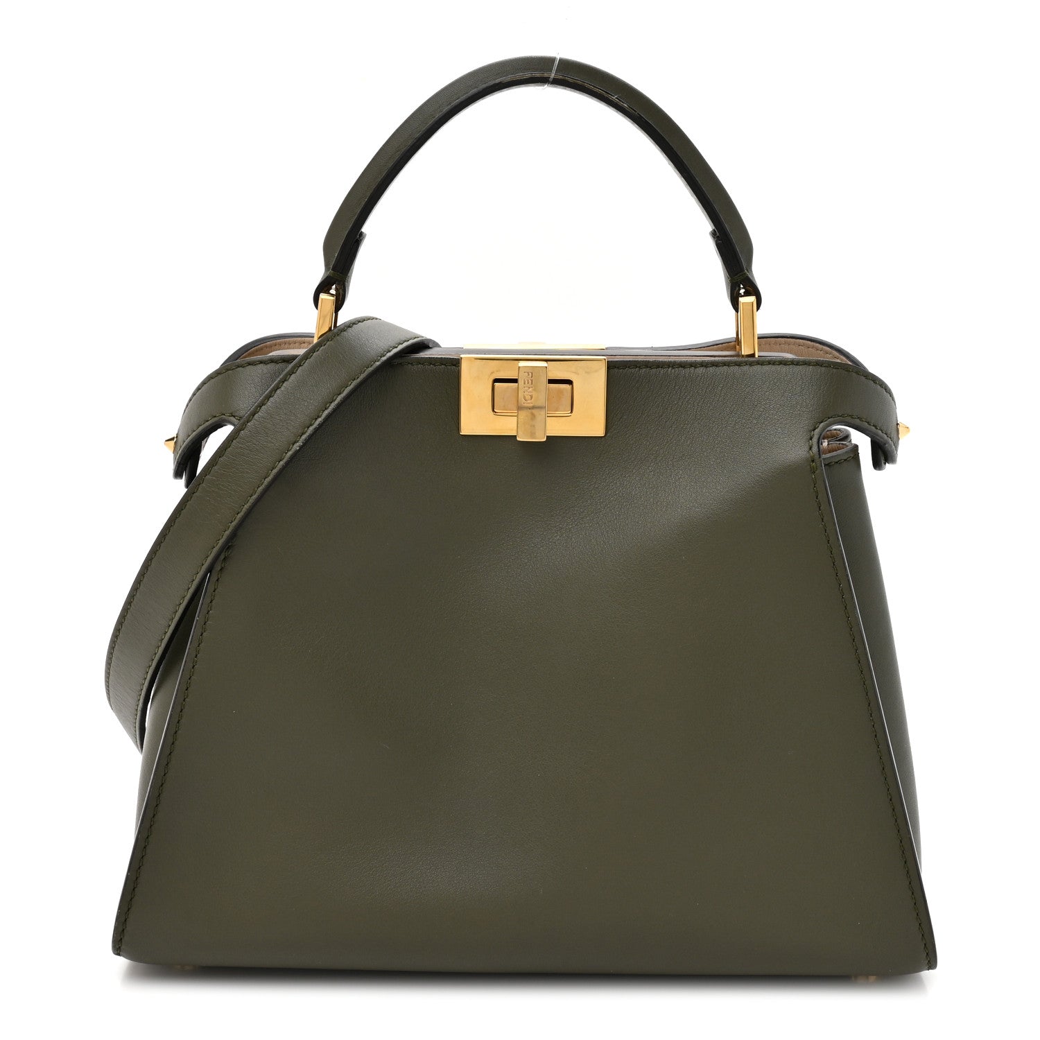 Fendi Vitello Tahiti Burro Medium Peekaboo Iconic Essentially Satchel Asparago Camelia 1 of 12