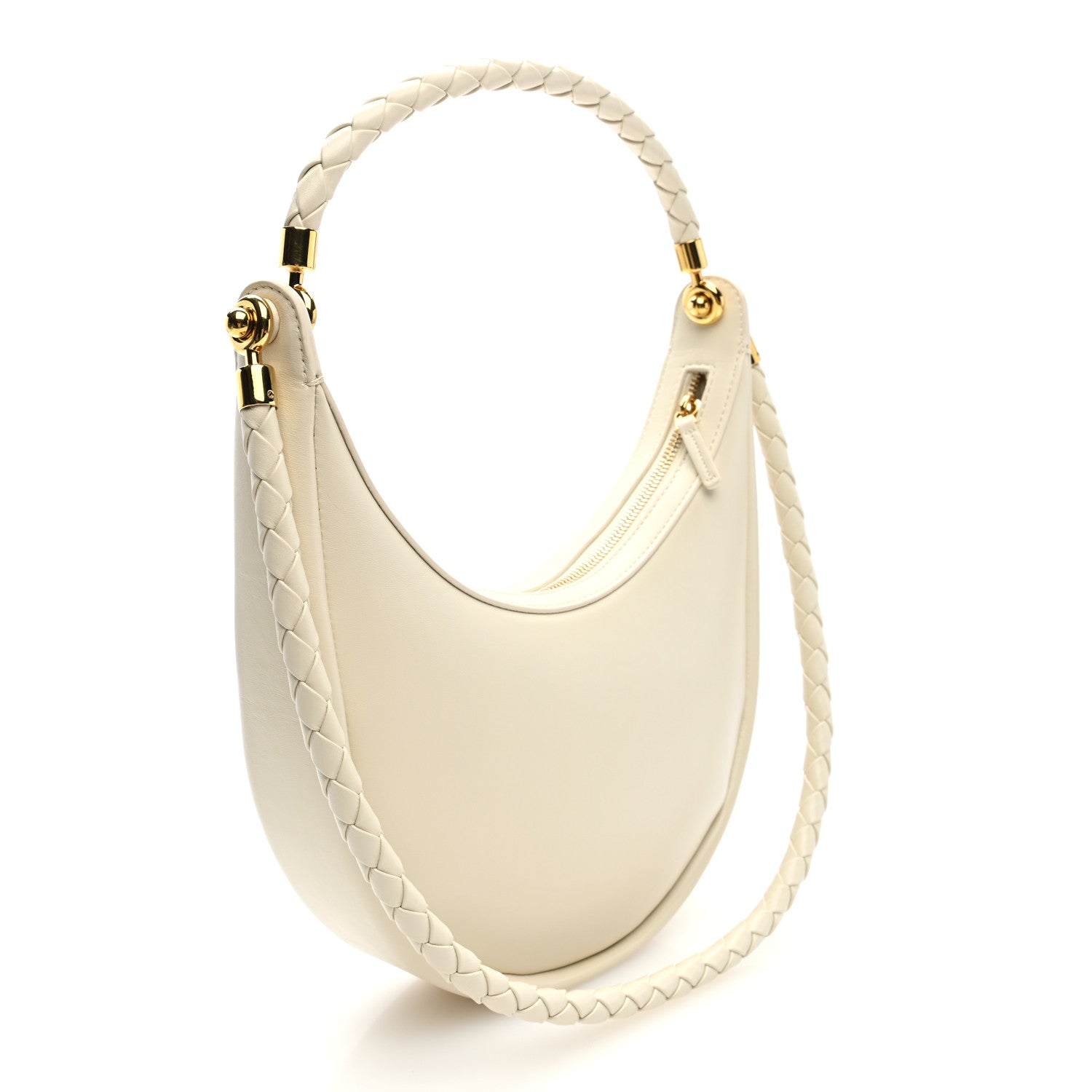 Bottega Veneta Smooth Calfskin Hula Hoop Shoulder Bag Sea Salt 3 of 10