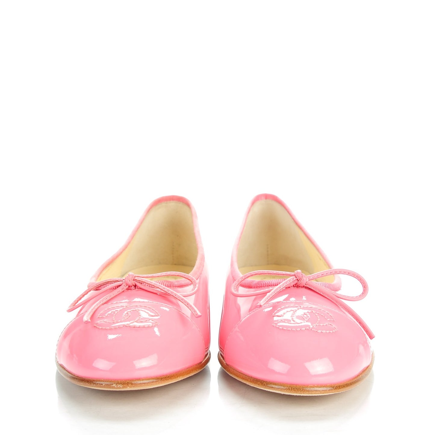 Patent Cap Toe Ballerina Flats 36 Light Pink