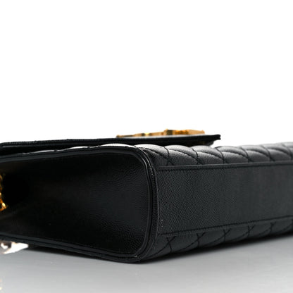 Saint Laurent Grain De Poudre Textured Mixed Matelasse Triquilt Medium Monogram Satchel Black 7 of 8