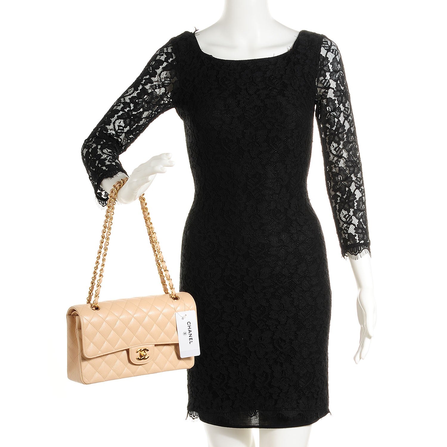 Chanel Caviar Quilted Medium Double Flap Beige Clair 2 of 9