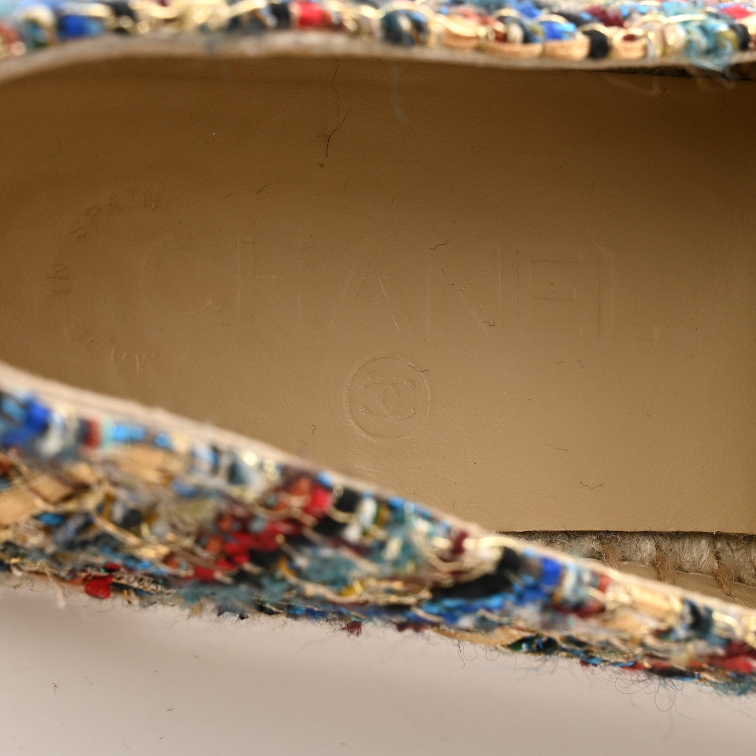 Chanel Tweed Grosgrain CC Espadrilles 39 Multicolor Black 6 of 10