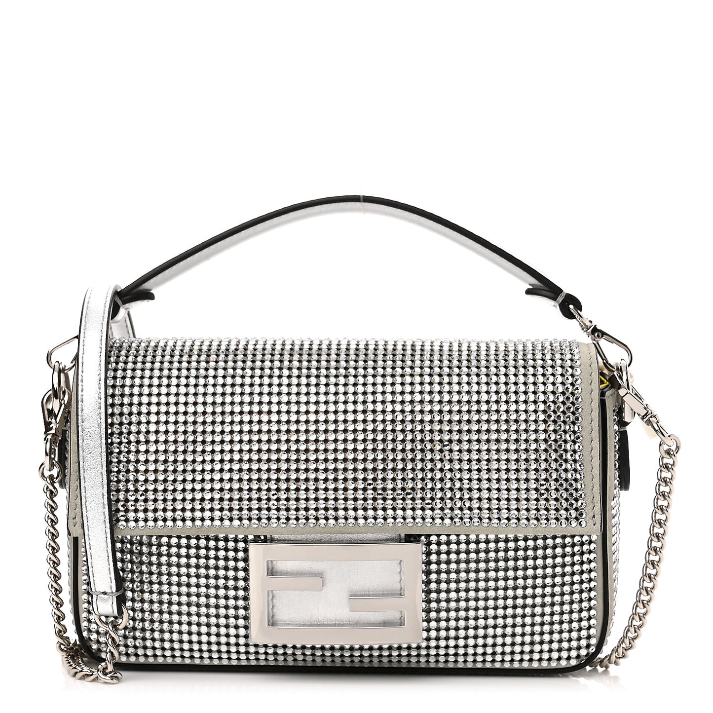 Nubuck Crystal Catalan Mirror Embroidered Mini Baguette Pietra Argento