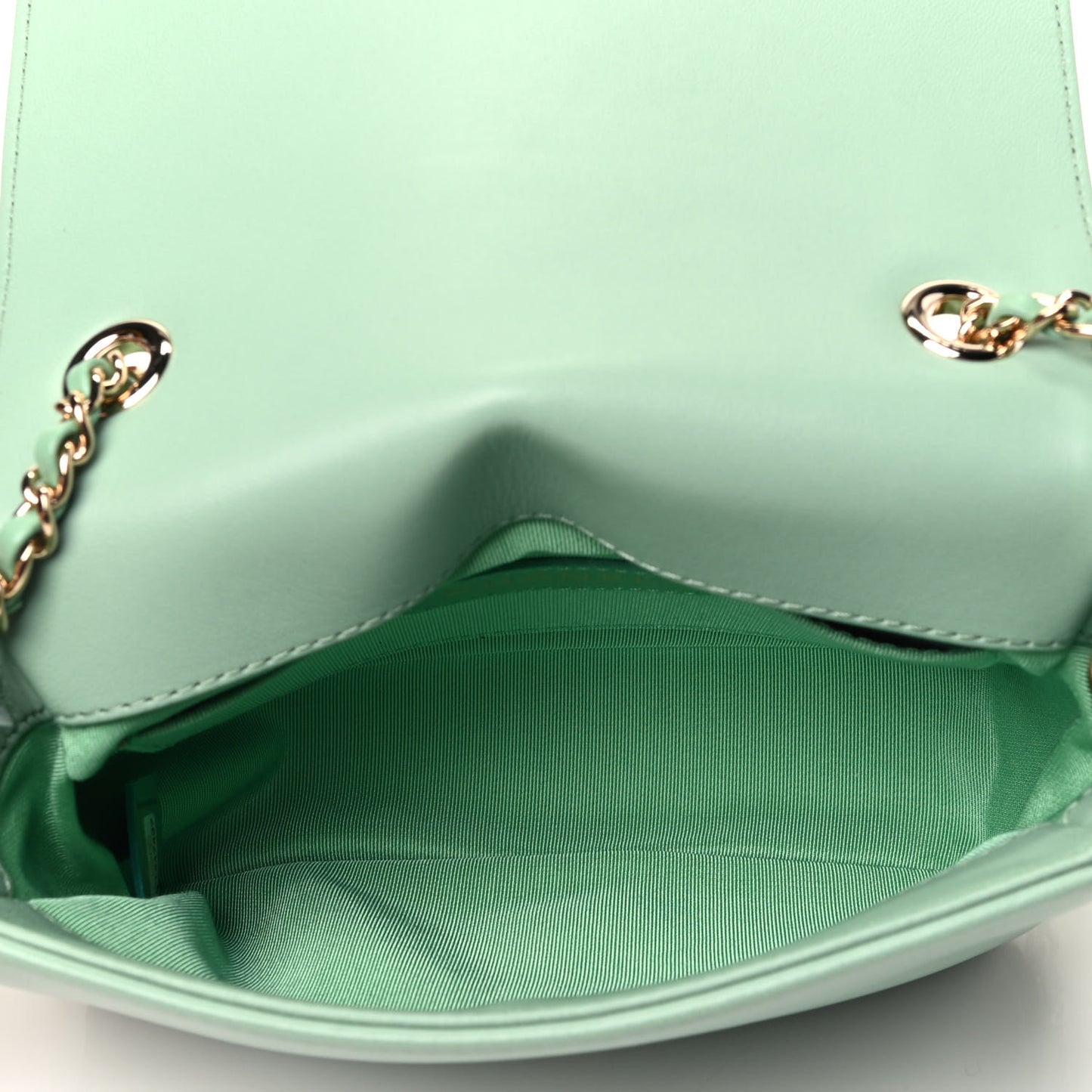 Lambskin Calfskin Quilted Strass Mania Mini Square Flap Light Green