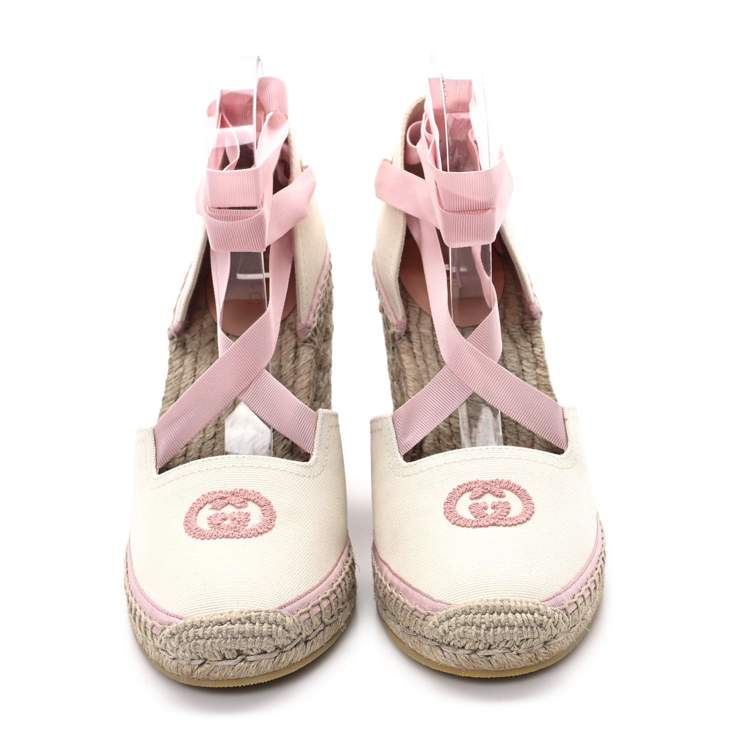 Canvas Grossgrain Embroidered Judit Ankle Wrap Platform 35/120mm Espadrille Wedges 40.5 White Shell
