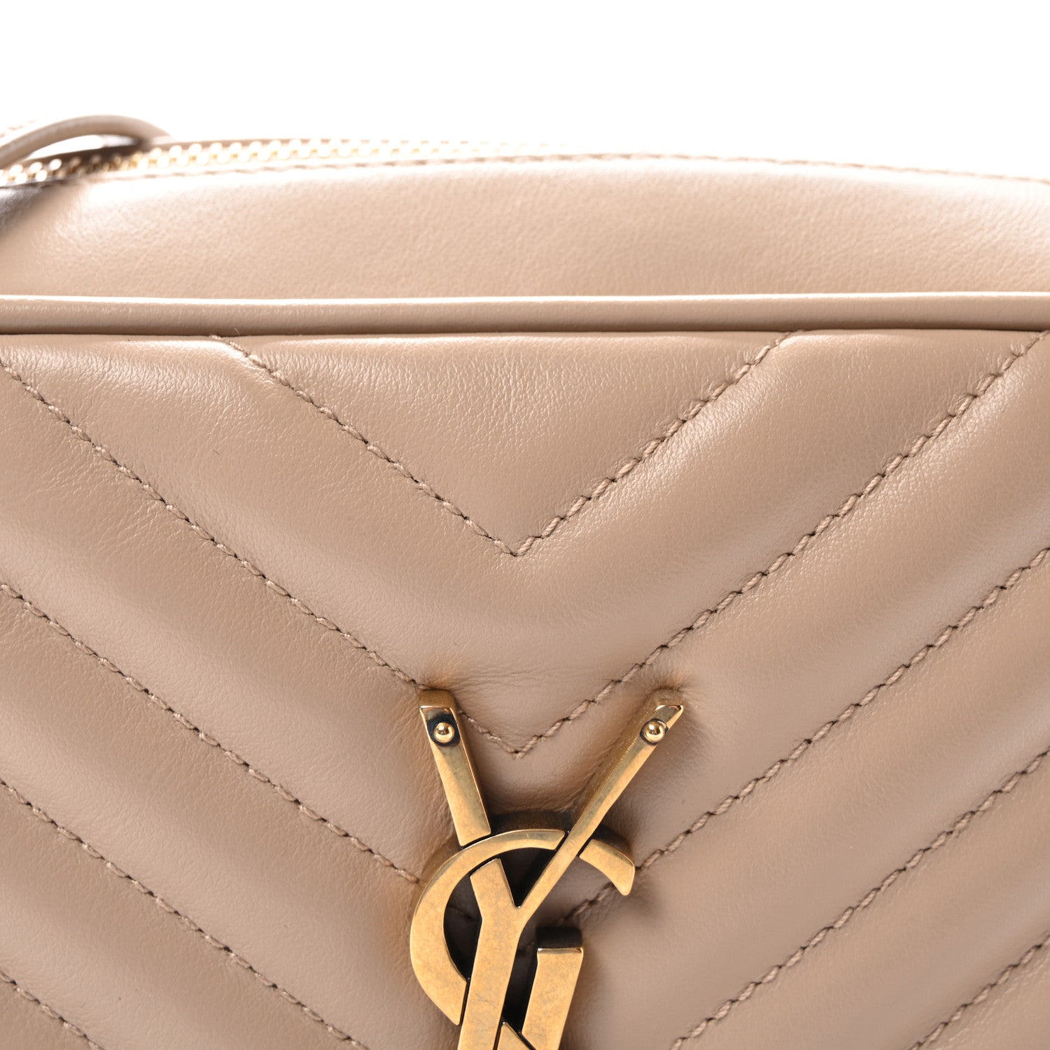 Saint Laurent Calfskin Matelasse Monogram Lou Camera Bag Dark Beige 8 of 11