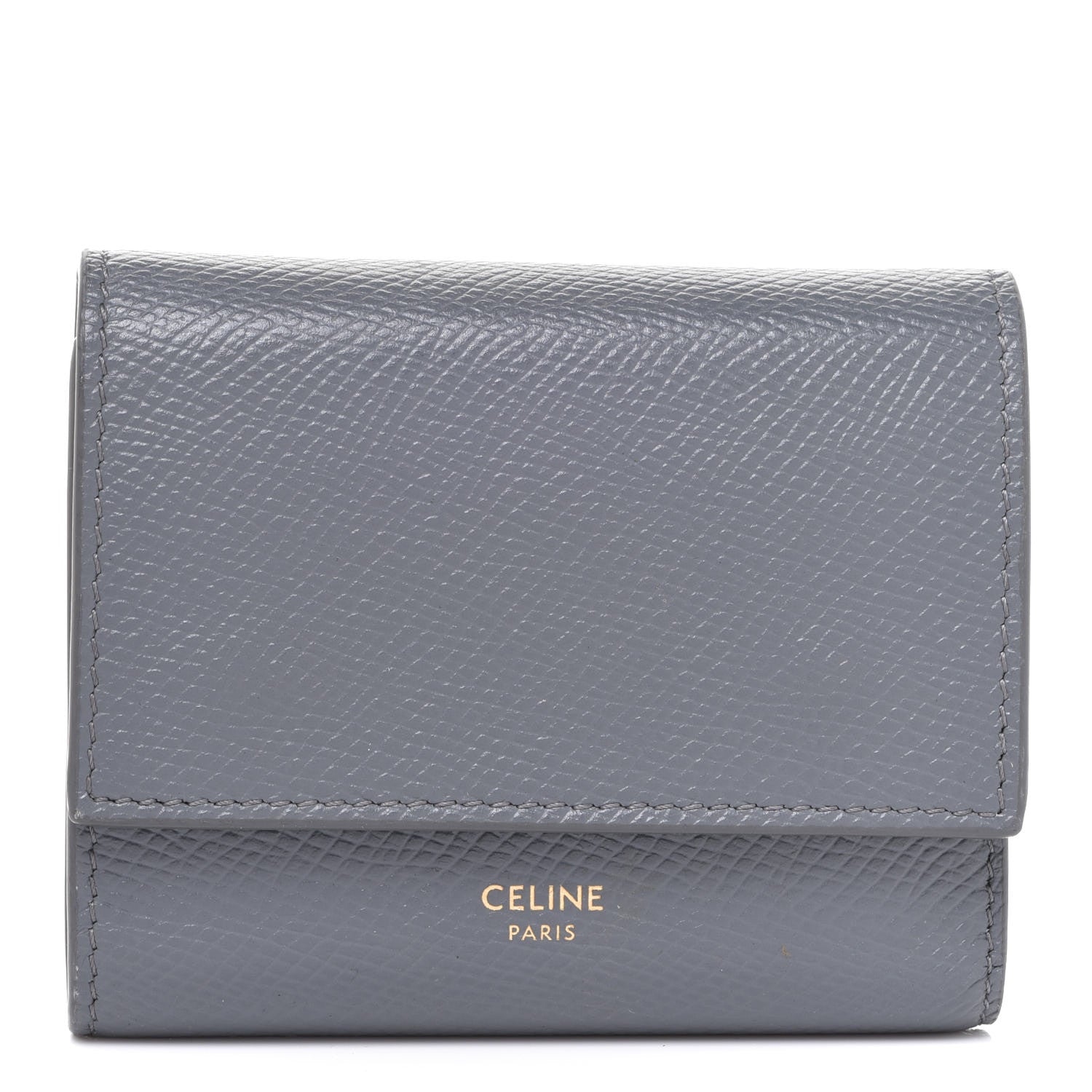 Celine Grained Calfskin Small Tri-Fold Wallet Grey 1 of 7