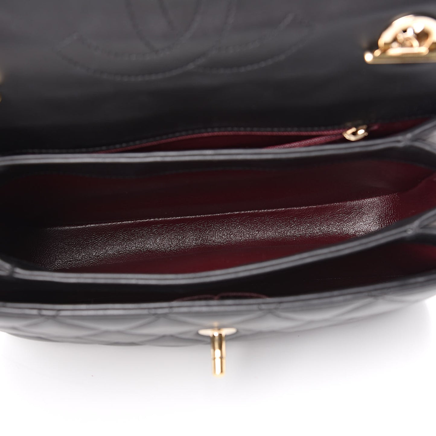 Lambskin Quilted Small Trendy CC Dual Handle Flap Bag Black
