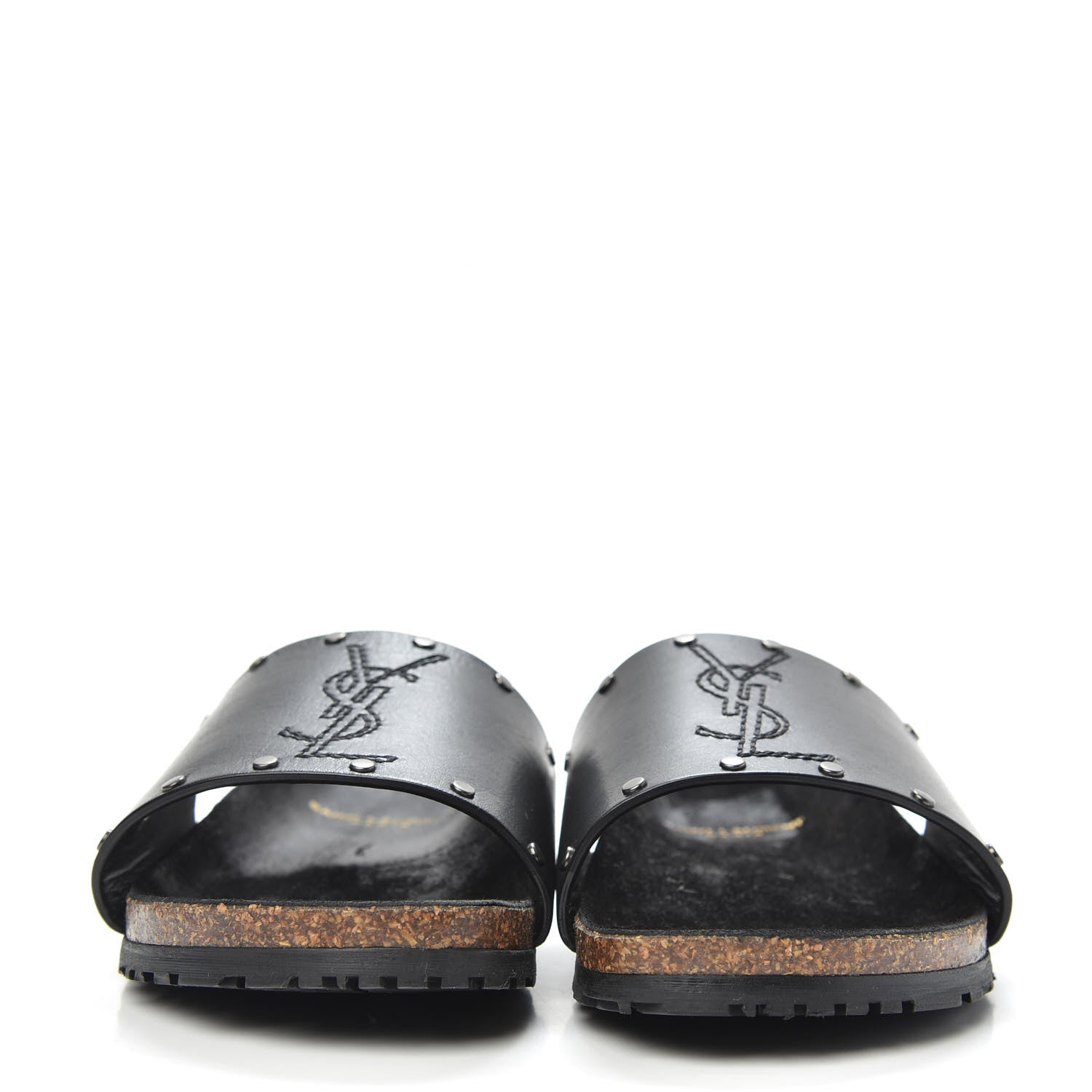 Saint Laurent Calfskin Suede Joan Slide Sandals 35.5 Black 2 of 10