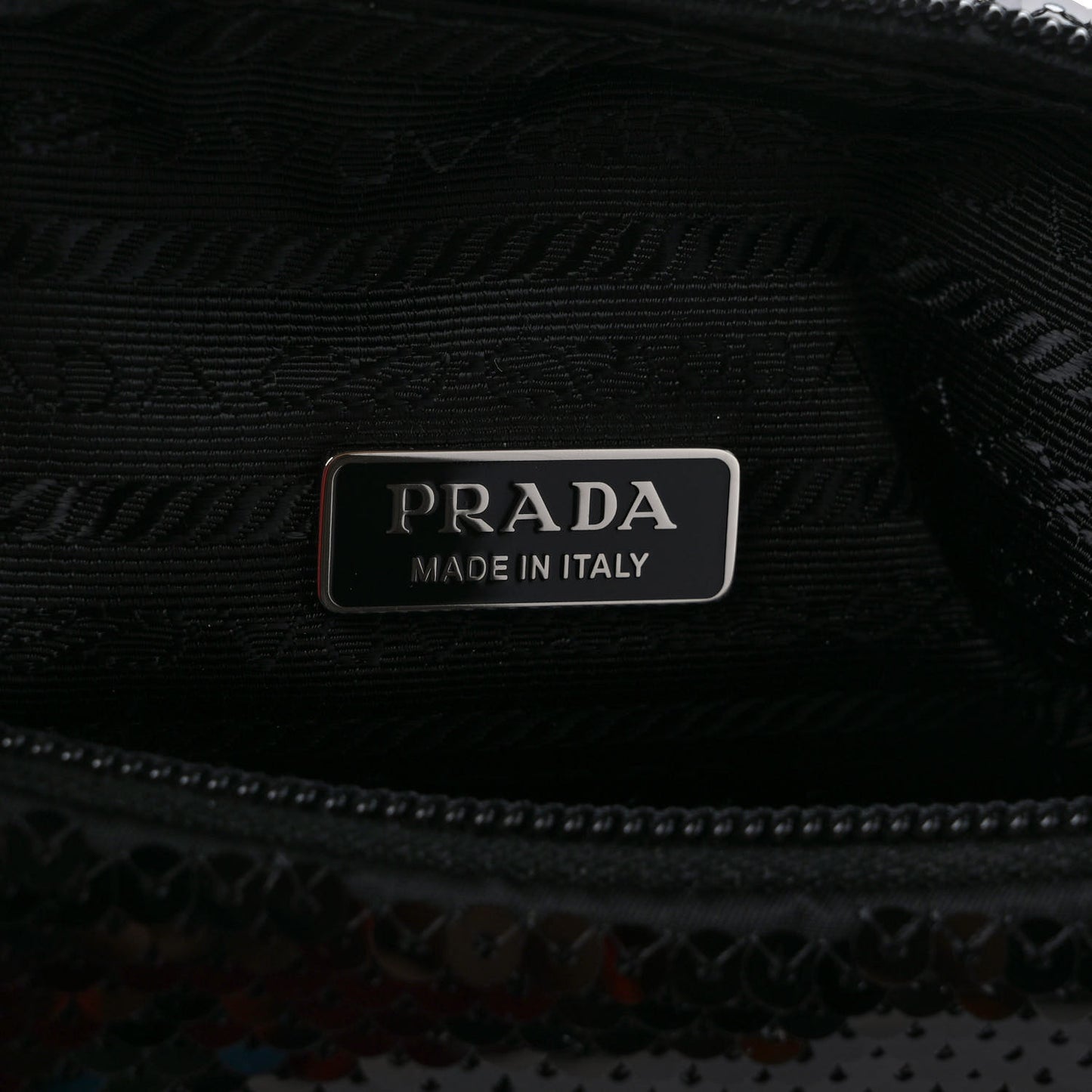 Paillettes Sequin Mini Re-Edition 2000 Bag Black White