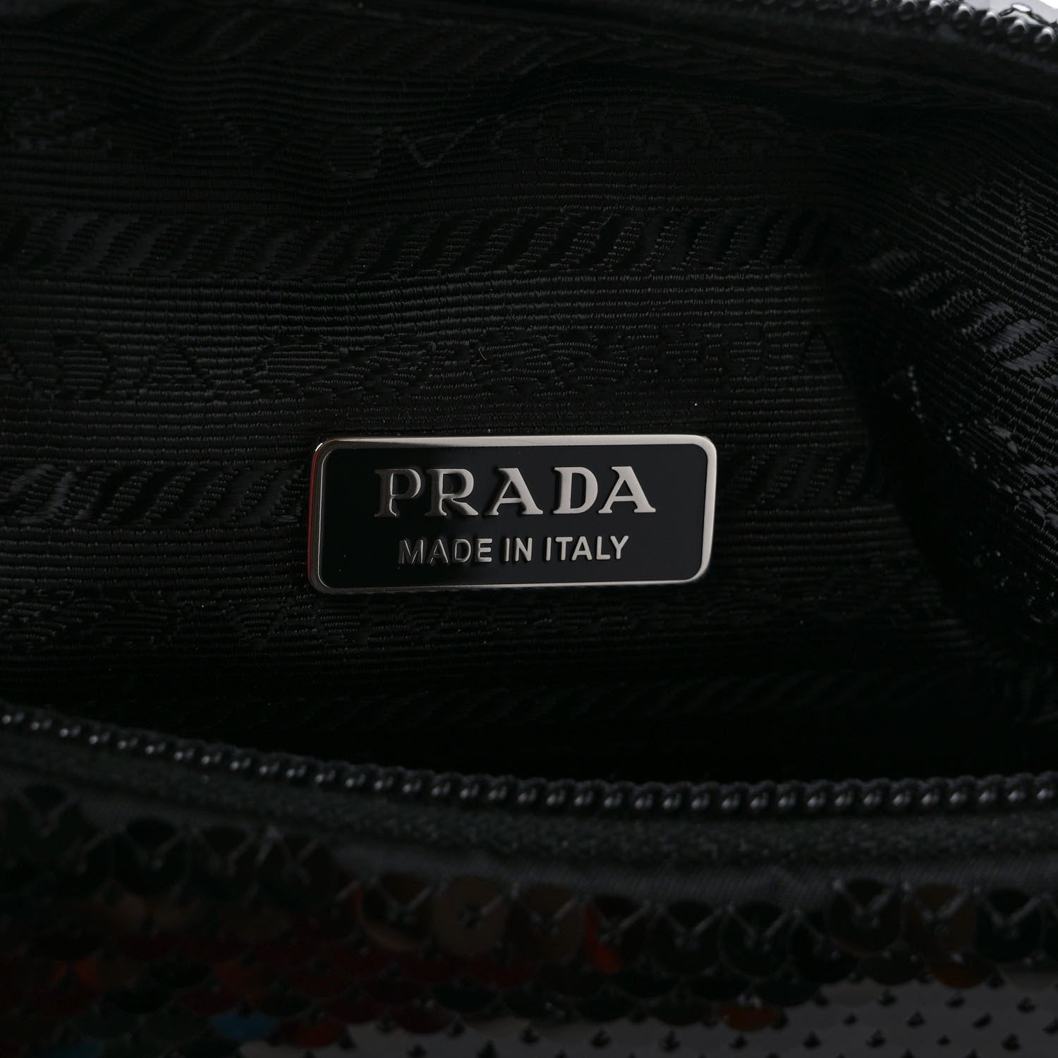 Prada Paillettes Sequin Mini Re-Edition 2000 Bag Black White 6 of 10