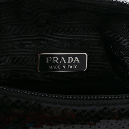 Prada Paillettes Sequin Mini Re-Edition 2000 Bag Black White 6 of 10