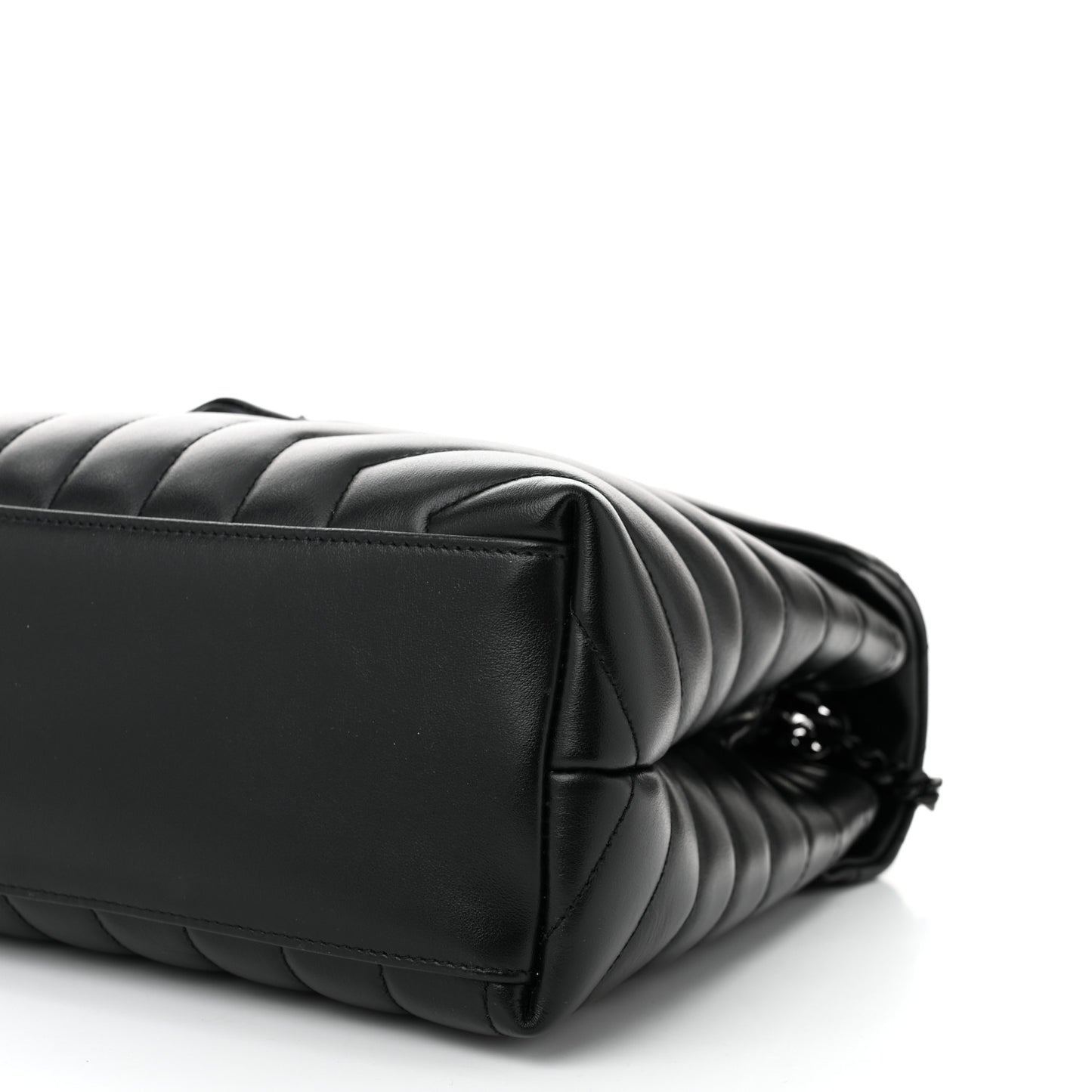 Calfskin Y Quilted Monogram Monochrome Medium Loulou Chain Satchel Black