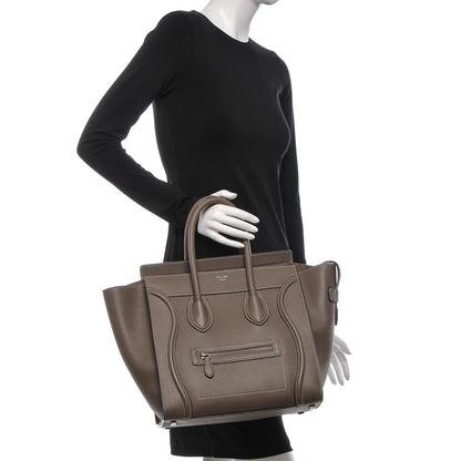 Celine Drummed Calfskin Mini Luggage Souris 2 of 7