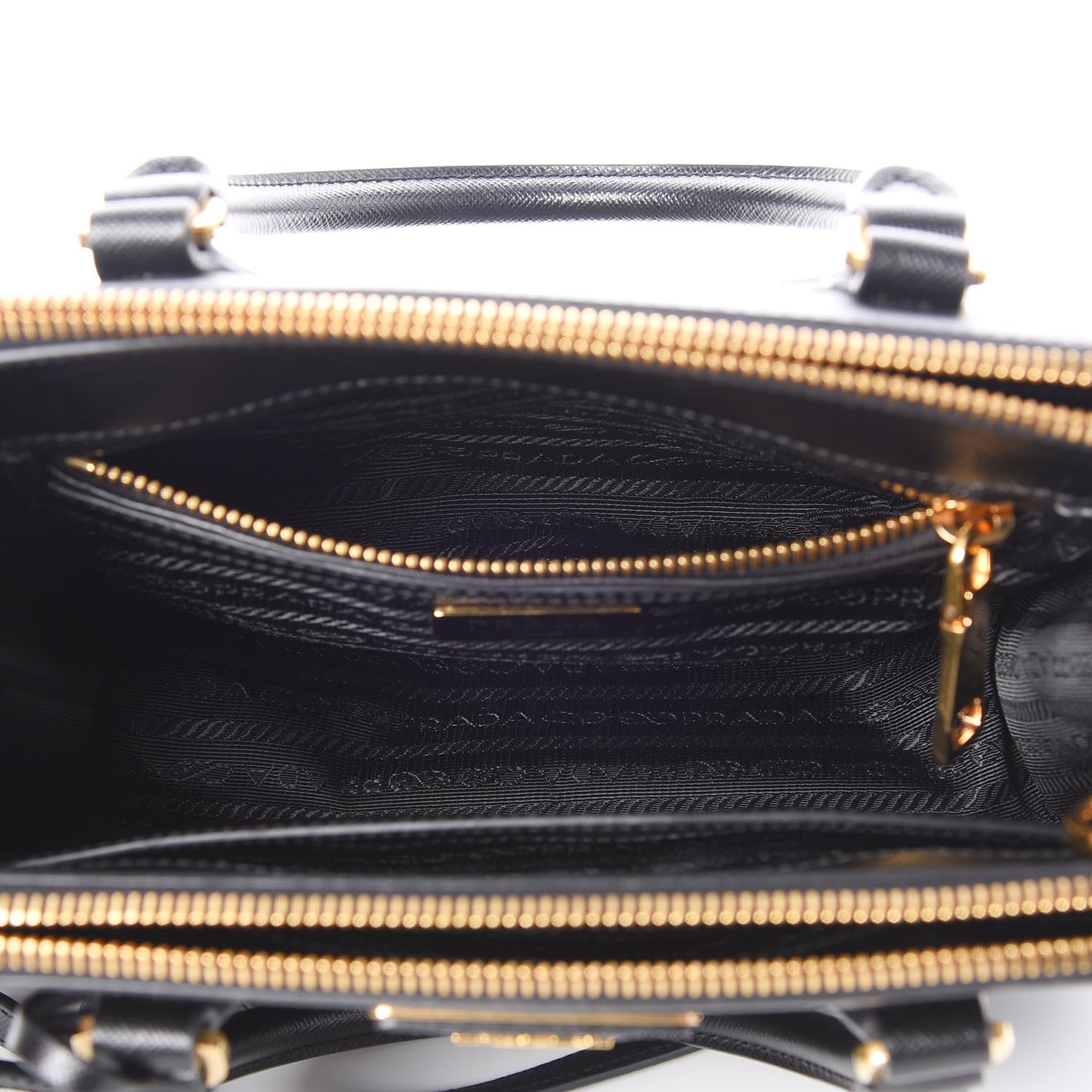 Prada Saffiano Lux Small Double Zip Tote Nero Black 9 of 11
