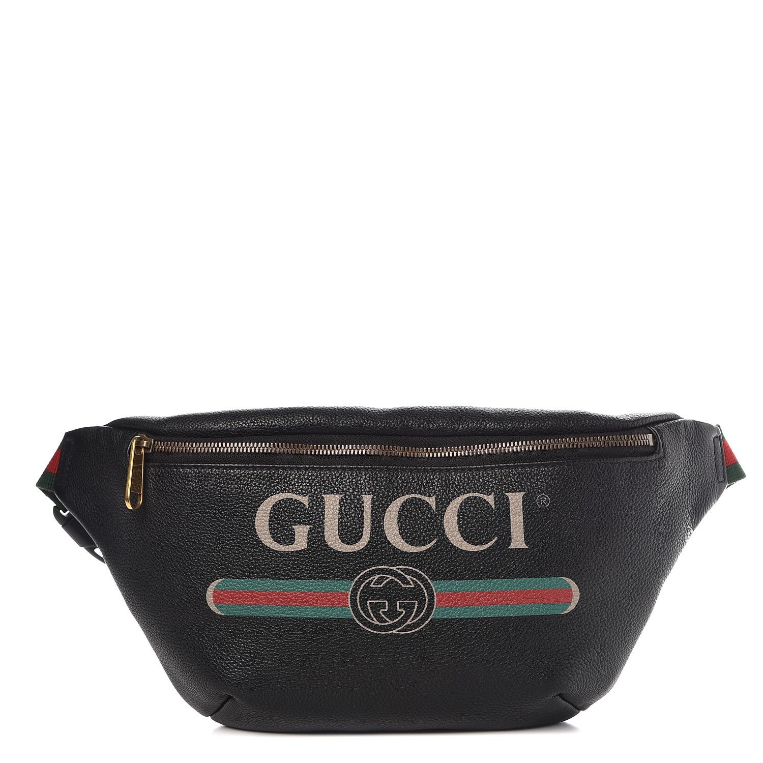 Gucci Grained Calfskin Logo Belt Bag Black 1 of 9