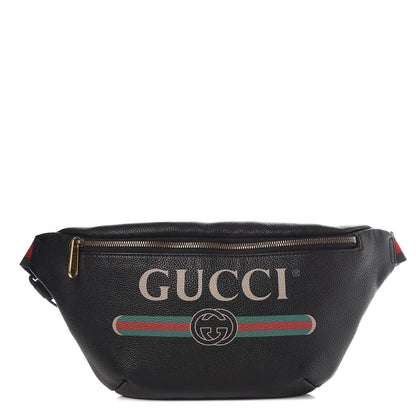 Gucci Grained Calfskin Logo Belt Bag Black 1 of 9