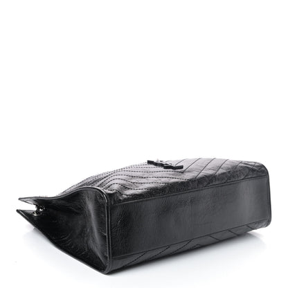 Saint Laurent Crinkled Calfskin Matelasse Monogram Niki Shoulder Bag Black 3 of 4