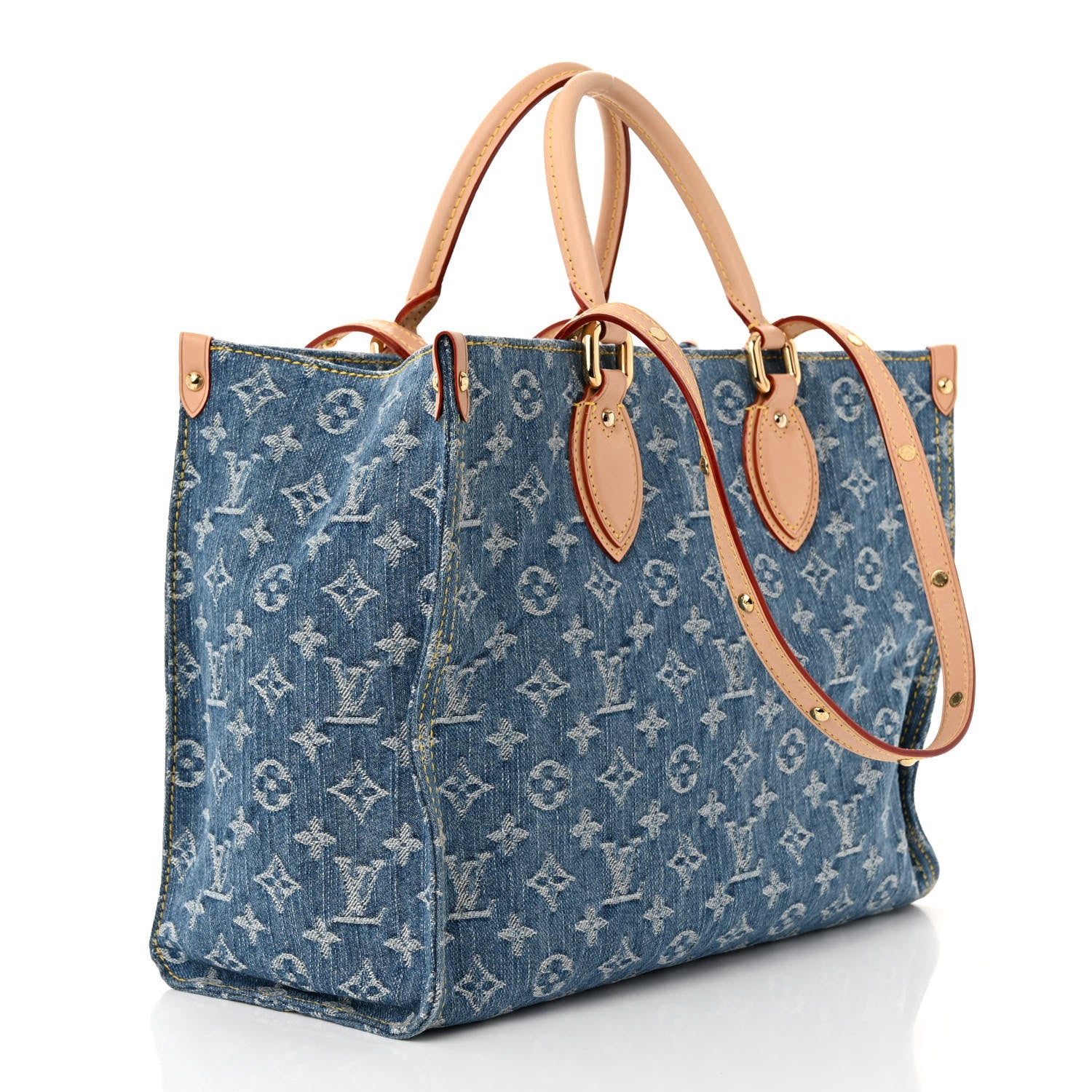 Louis Vuitton Monogram Denim Onthego MM Blue 3 of 9