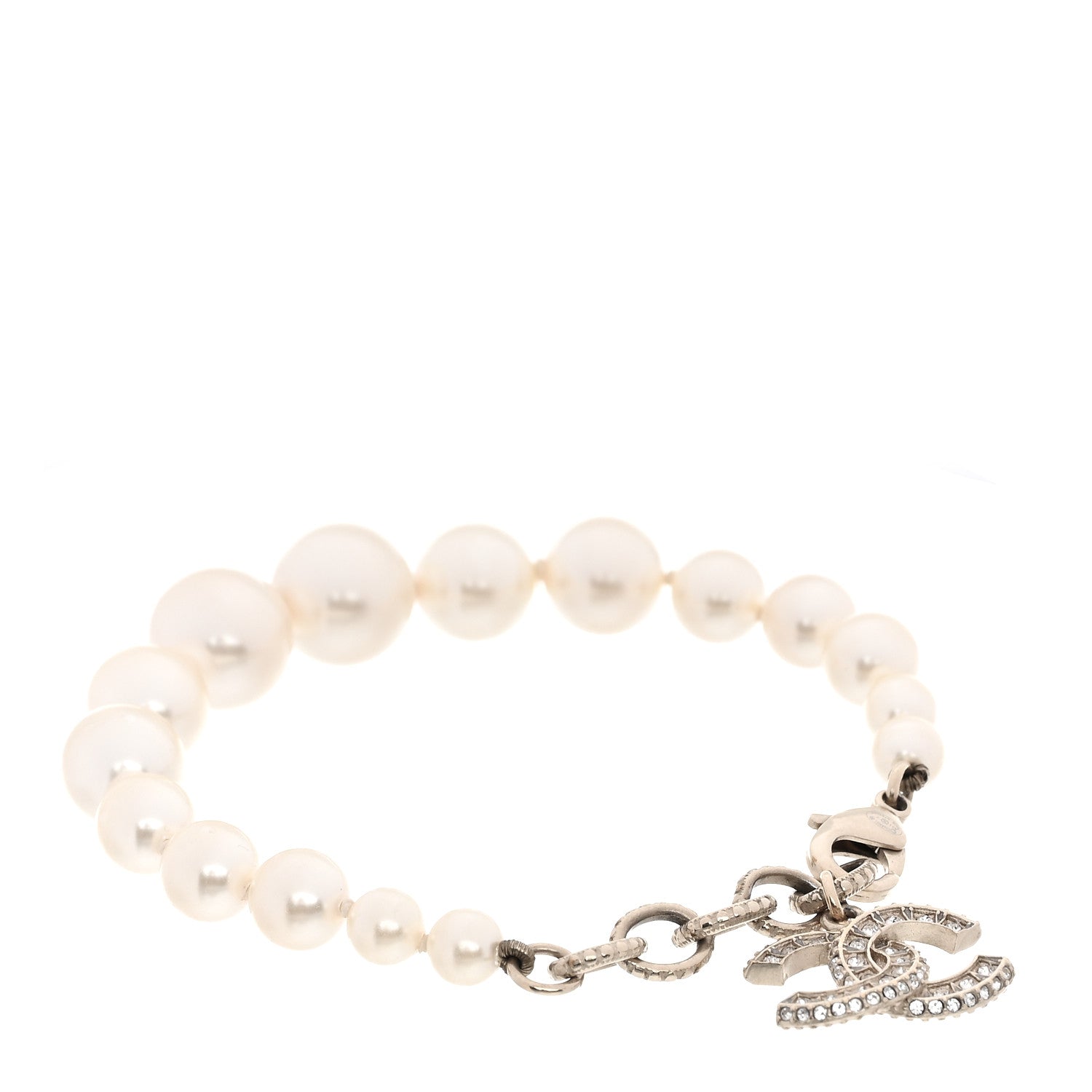 Chanel Graduated Pearl Crystal CC Bracelet Gold 1 of 6