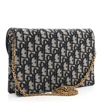 Christian Dior Oblique Saddle Chain Pouch Blue 3 of 12