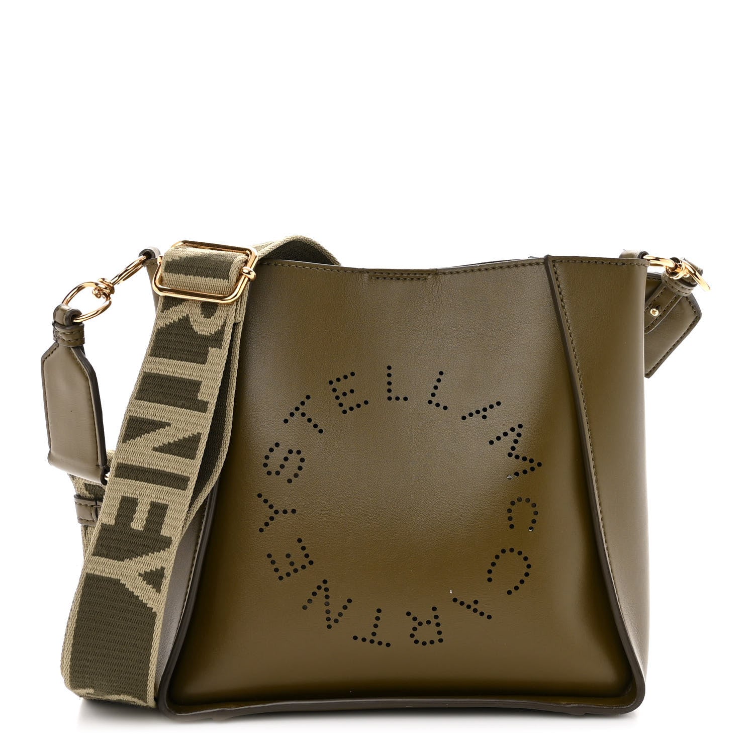 Stella McCartney Eco Alter Nappa Perforated Logo Mini Crossbody Military Green 1 of 9