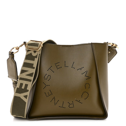 Stella McCartney Eco Alter Nappa Perforated Logo Mini Crossbody Military Green 1 of 9