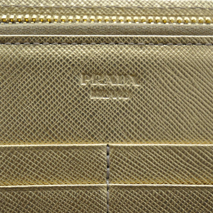 Prada Saffiano Zip Around Bow Wallet Platino 7 of 8
